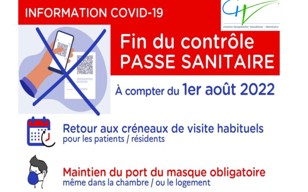 INFORMATION COVID-19 – FIN DU CONTÔLE PASSE SANITAIRE