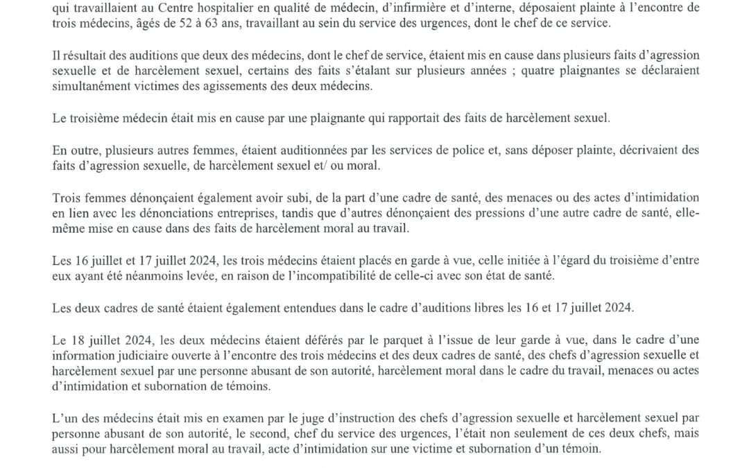 Communiqué de presse du 19 juillet 2024